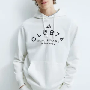 Men's White Typographic Hoodies